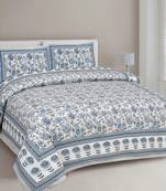 UNIQCHOICE 180 TC Blue Color Floral Printed King Size Bedsheet With 2 Pillow Cover (ELEG-20-Blue)