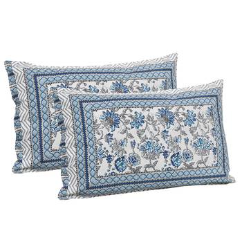 UNIQCHOICE 180 TC Blue Color Floral Printed King Size Bedsheet With 2 Pillow Cover (ELEG-20-Blue) 2