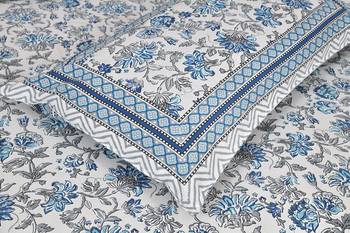 UNIQCHOICE 180 TC Blue Color Floral Printed King Size Bedsheet With 2 Pillow Cover (ELEG-20-Blue) 4