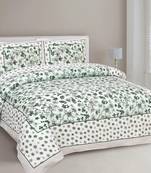 UNIQCHOICE 180 TC Green Color Floral Printed King Size Bedsheet With 2 Pillow Cover (ELEG-31-Green)