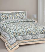 UNIQCHOICE 180 TC Skyblue Color Floral Printed King Size Bedsheet With 2 Pillow Cover (ELEG-32-Skyblue)
