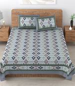 UniqChoice 180 TC Grey Color Floral Printed King Size Bedsheet With 2 Pillow Cover (ELEG-45-Grey)