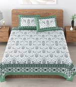 UniqChoice 180 TC Tourquoise Color Floral Printed King Size Bedsheet With 2 Pillow Cover (ELEG-50-C-Green)