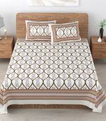 UniqChoice 180 TC Beige Color Floral Printed King Size Bedsheet With 2 Pillow Cover (ELEG-52-Beige)
