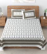 UniqChoice 180 TC Grey Color Floral Printed King Size Bedsheet With 2 Pillow Cover (ELEG-52-Grey)