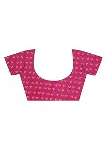 Orange Pink Bandhani printed chiffon saree with blouse