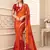 Orange Maroon Bandhani printed chiffon saree with blouse