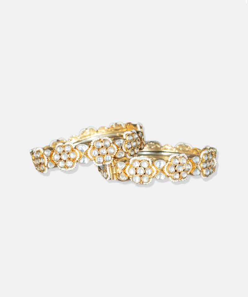 Gold Plated Kundan Bangle Set