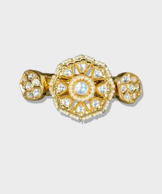 Gold Plated Kundan Kada Bangle 2