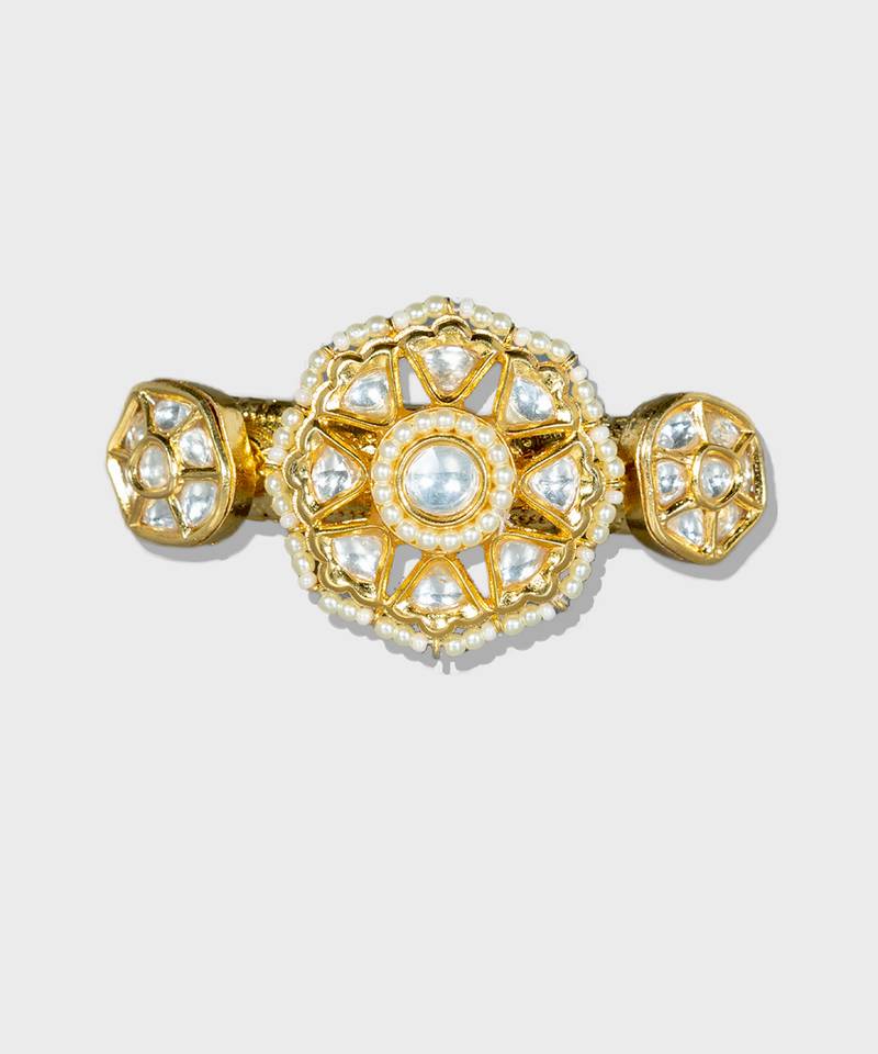 Gold Plated Kundan Kada Bangle