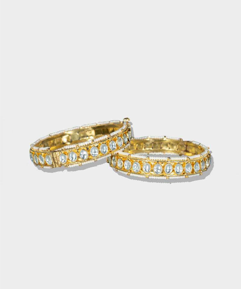 Gold Plated Kundan Bangle Set