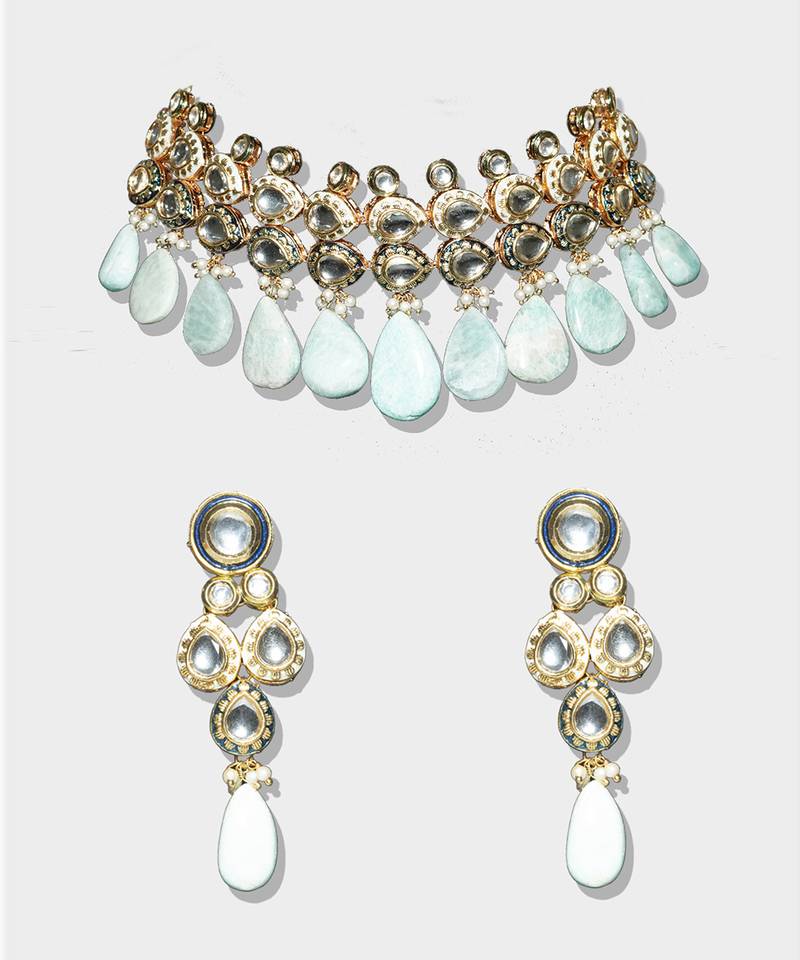 Gold Plated Kundan Necklace Set