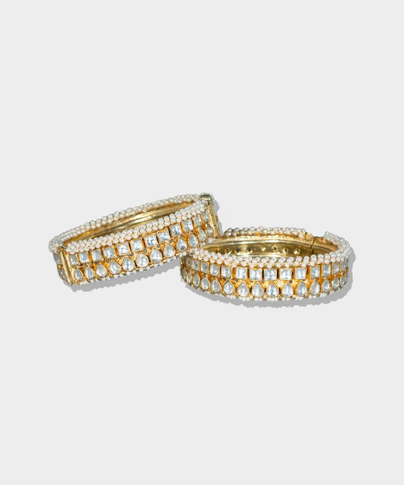Gold Plated Kundan Bangle Set