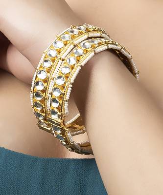 Gold Plated Kundan Bangle Set 1