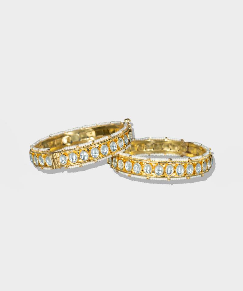 Gold Plated Kundan Bangle Set