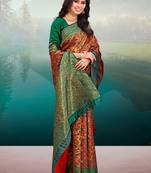 Red Banarasi silk blend Woven Zari Work Traditional Saree