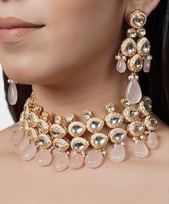 Gold Plated Kundan Necklace Set 1