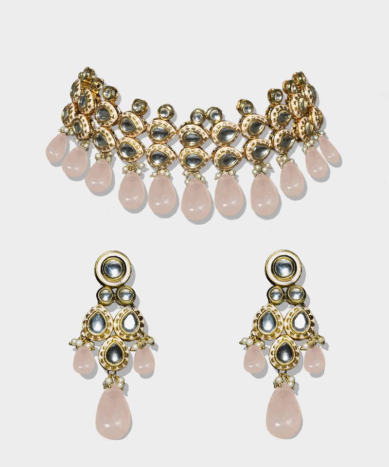 Gold Plated Kundan Necklace Set