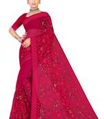 Multicolor Embroidered Net Saree With Blouse