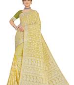 Yellow Embroidered Georgette Saree With Blouse