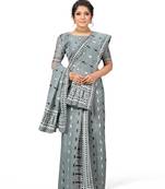 Multicolor Embroidered Cotton Saree With Blouse