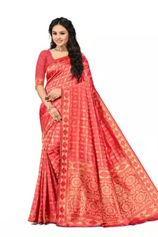 Multicolor Embroidered Art Silk Saree With Blouse