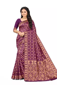 Multicolor Embroidered Art Silk Saree With Blouse