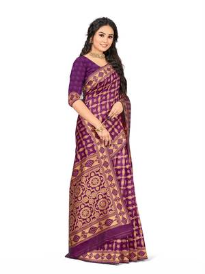 Multicolor Embroidered Art Silk Saree With Blouse 4