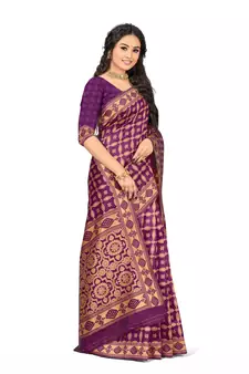 Multicolor Embroidered Art Silk Saree With Blouse