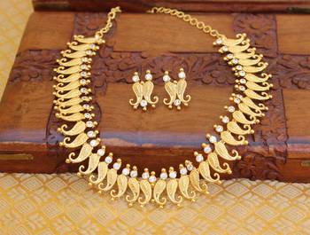 Kerala Traditional Mango gold plated necklace set 1