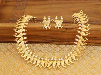 Kerala Traditional Mango gold plated necklace set 2