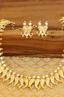 Kerala Traditional Mango gold plated necklace set