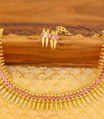 Kerala Traditional Gold plated necklace set with screw back earrings