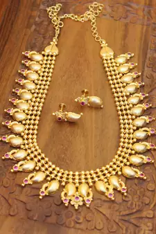 Kerala Traditional Mango gold plated necklace set