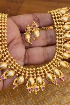 Kerala Traditional Mango gold plated necklace set