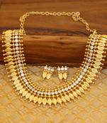 Kerala Traditional Gold plated necklace set with screw back earrings
