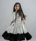 Girl Aztec Anarkali Gown Multicolor in Cotton
