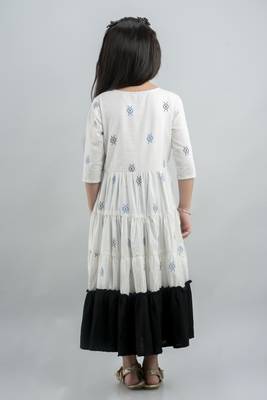 Girl Aztec Anarkali Gown Multicolor in Cotton 2