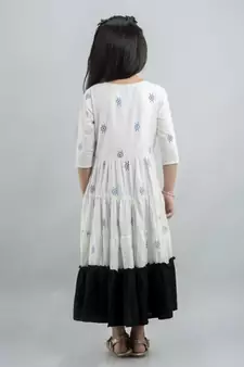 Girl Aztec Anarkali Gown Multicolor in Cotton