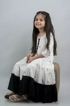 Girl Aztec Anarkali Gown Multicolor in Cotton