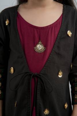 Girl Emblished Anarkali Black Gown in Rayon 5