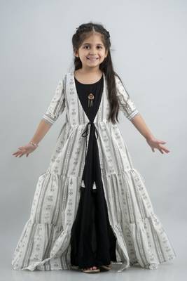 Girl Paisley Anarkali Multicolor Gown in Rayon 1
