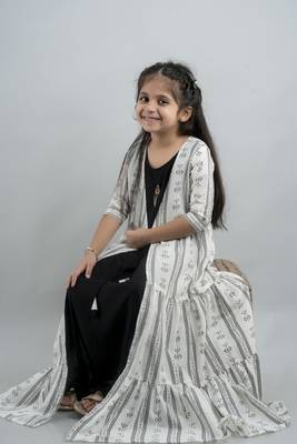 Girl Paisley Anarkali Multicolor Gown in Rayon 3