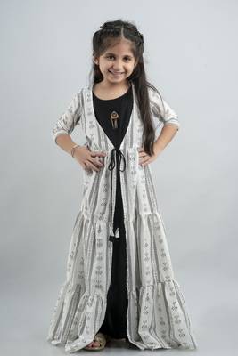Girl Paisley Anarkali Multicolor Gown in Rayon 4