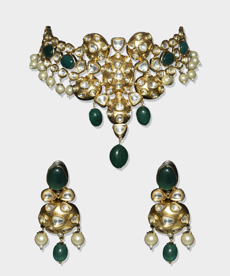 Gold Plated Kundan Necklace Set