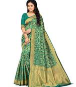Green Embroidered Art Silk Saree With Blouse