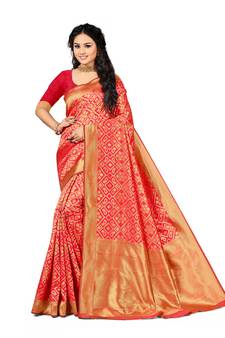 Multicolor Embroidered Art Silk Saree With Blouse
