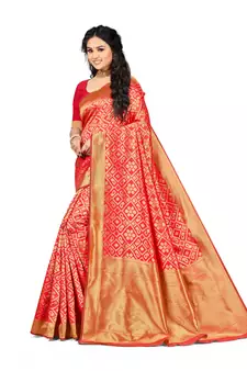 Multicolor Embroidered Art Silk Saree With Blouse