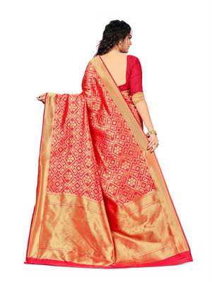 Multicolor Embroidered Art Silk Saree With Blouse 3