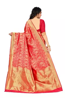 Multicolor Embroidered Art Silk Saree With Blouse